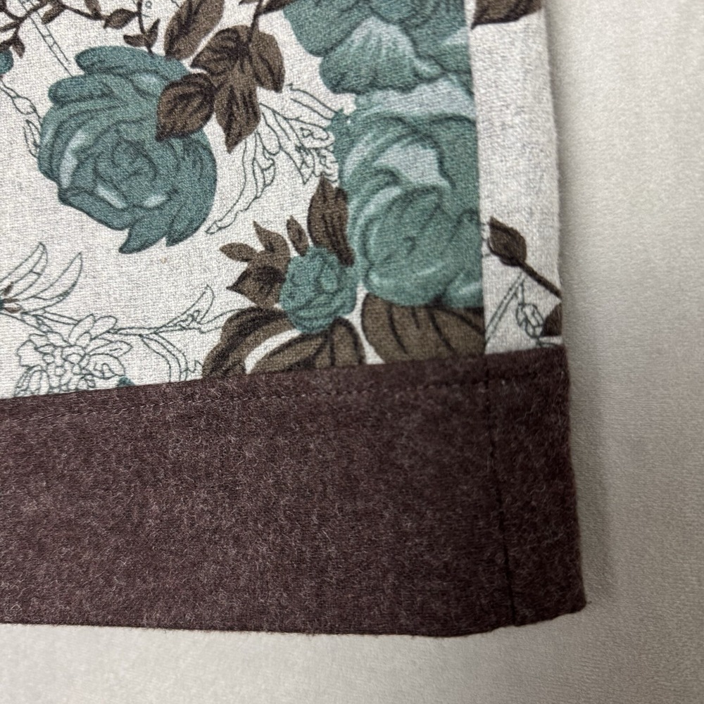 Anthropologie Tabitha Womens Medium Teal Floral Gray Wool Blend Mini Skirt - Picture 4 of 15